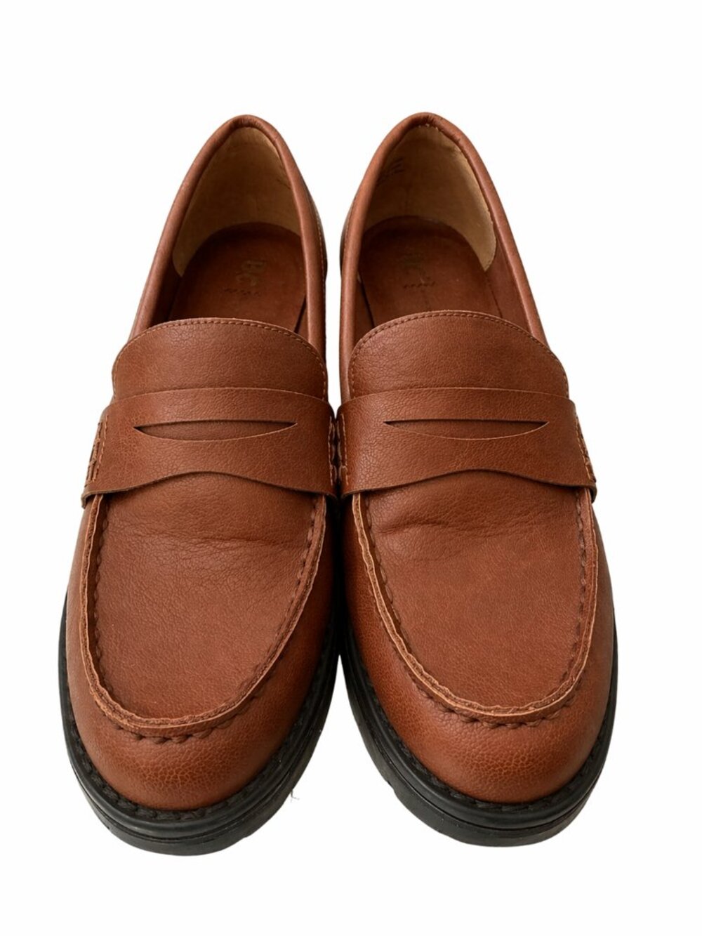 BC Footwear Roulette Vegan Leather Penny Loafers Brown Lug Sole Women's 8.5 - Picture 4 of 7